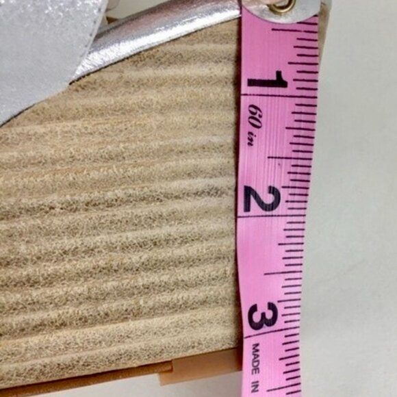 Free People Golden Hour Metallic Wedge Heels – Silver/Blue – Size 38, US 8 - Picture 10 of 11